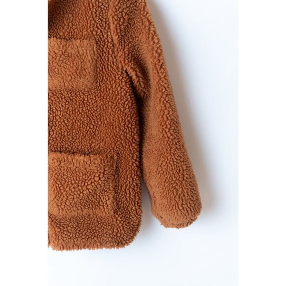 JCrew Crewcuts Girl's Size M 8-9 Shaggy Fleece Jacket Full Zip Brown - Picture 6 of 10